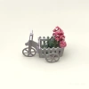 White wooden hand-pushed food cart with flower POTS, camping stall cart, flatbed four-wheel storage rack details Picture